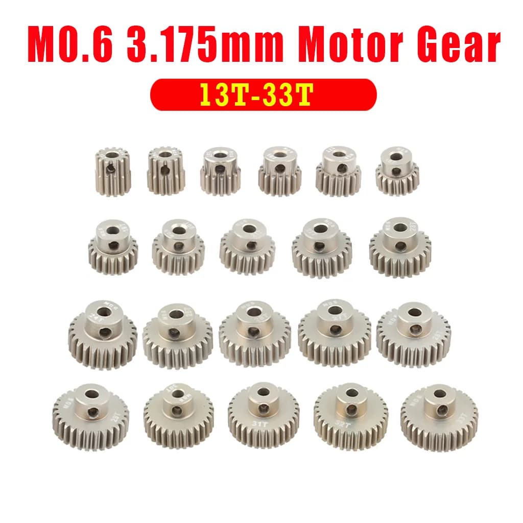 M0.6 3.175mm 14T 15T 16T 19T 23T 25T 28T 29T 31T 32T 13T-33T Metal Pinion Motor Gear for RC 1/10 Car 3.175mm Shaft Motor Parts