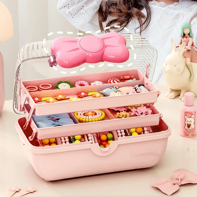Multi-layer Hairpin Organizer Cute Girl Jewelry Case Head Rope Headband Display Rack Children's Hair Accessories Storage Box