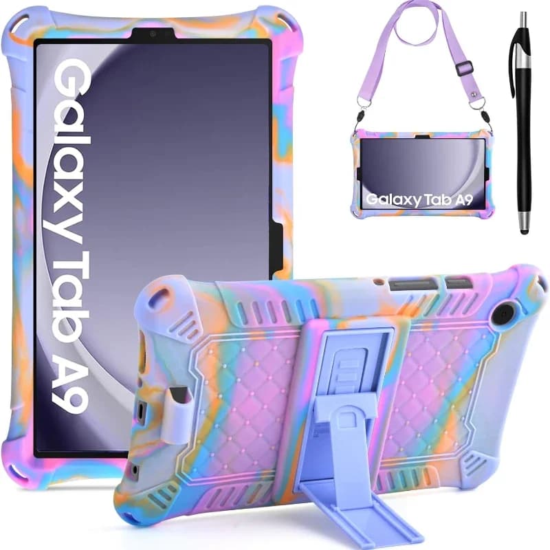 Tablet Cover For Samsung Galaxy Tab A9+11"plus Case 2023 SM-X210 X215 X216 A9 8.7 SM-X110/X115 Soft Silicon Kids Stand Case capa