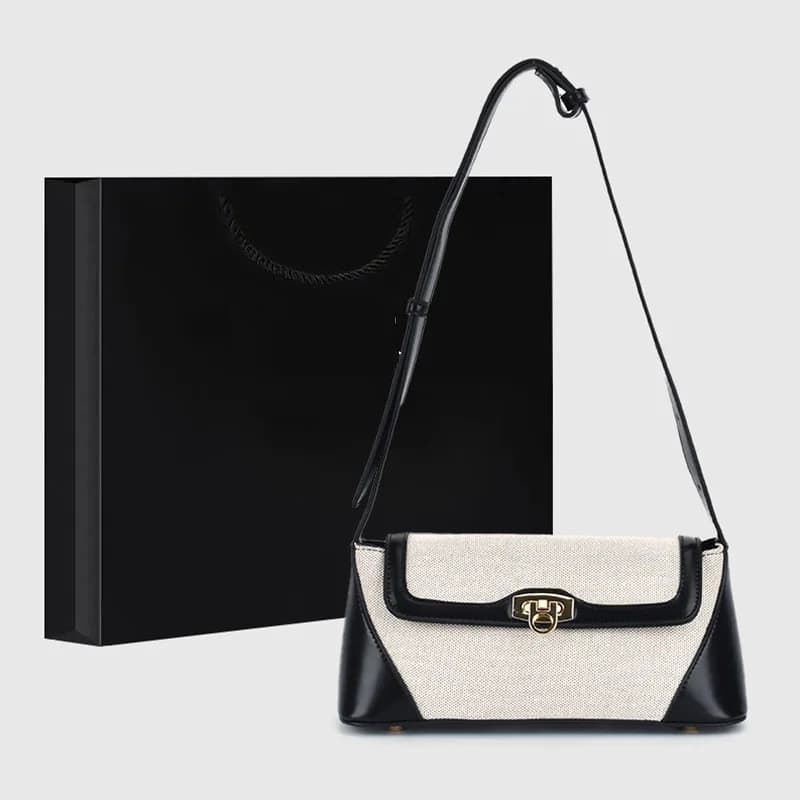 Nichedesign Color Block French Bread Underarm Women's Shoulder Bag New 2025 High-End Feel French Light Luxury Crossbody Bag