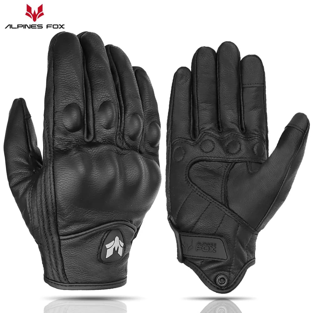 Retro Motorcycle Leather Gloves Vintage Men Women Protective Touchscreen Motorbike Motorcross Cycling Guantes Moto Perforated