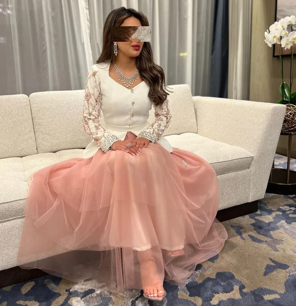 Customized Exquisite Jersey Pleat Beading Button A-line V-neck Midi Dresses Bespoke Occasion Fashion Classic