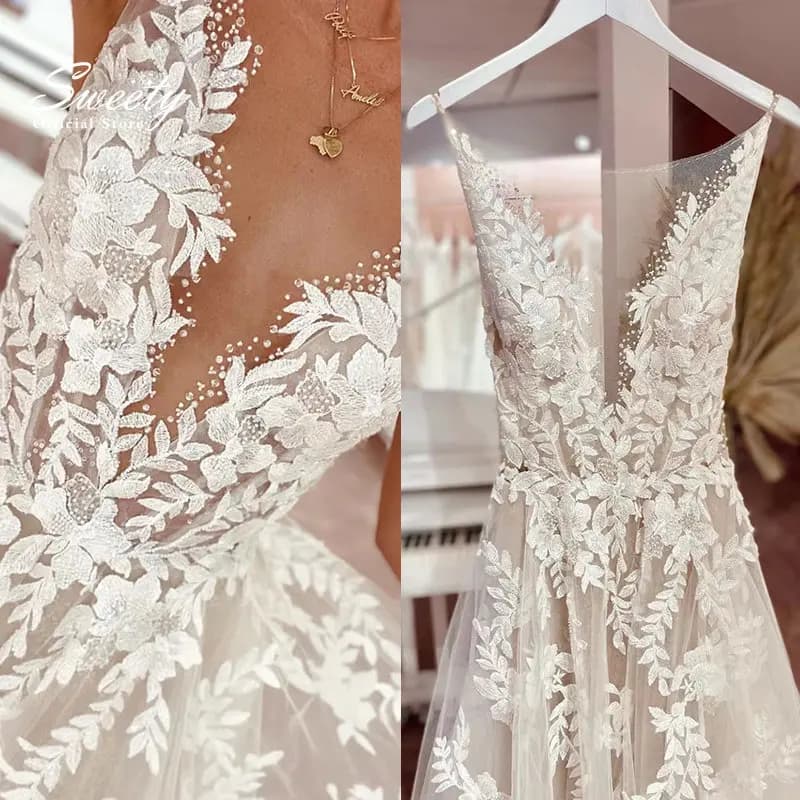 Elegant Wedding Dress Organza With Embroidery Bead A-Line Floor Length Ball Gown O-Neck Sleeveless Customized Vestido De Novia