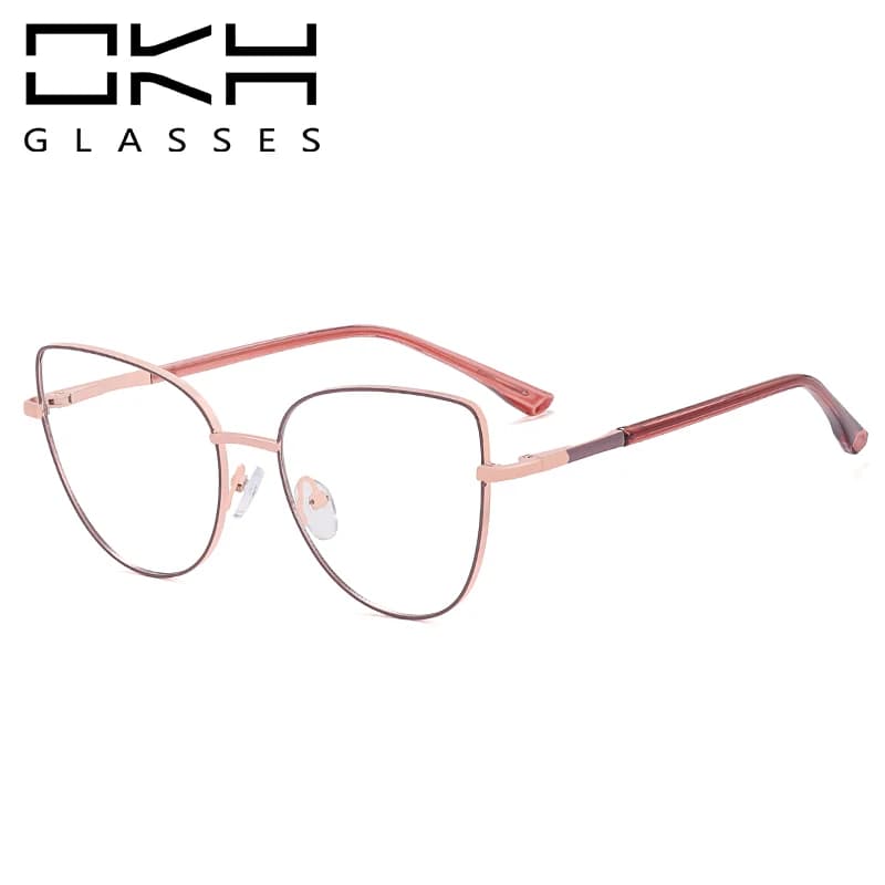 OKH Women Butterfly Frame Reading Glasses Large Size Metal Spring Hinge Presbyopic Spectacles Prescription Glasses F13