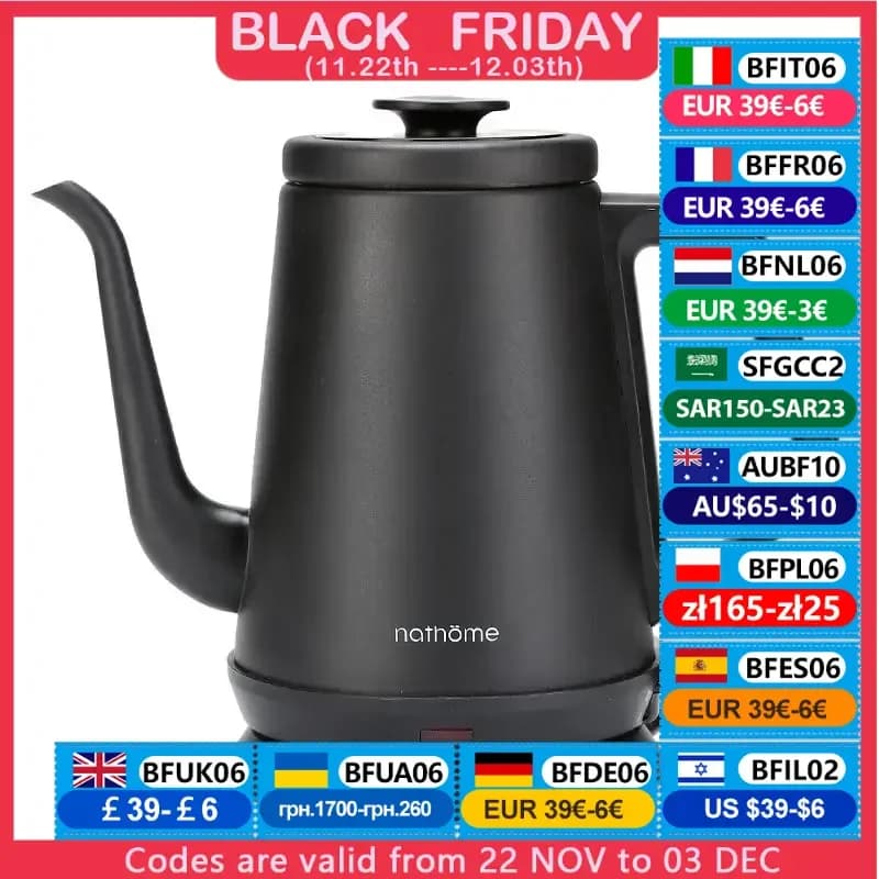 Nathome Electric Kettle 304 Stainless Steel 1L Water Boiler 1000W Fast Heating Household Tea Coffee Pot NSH1810