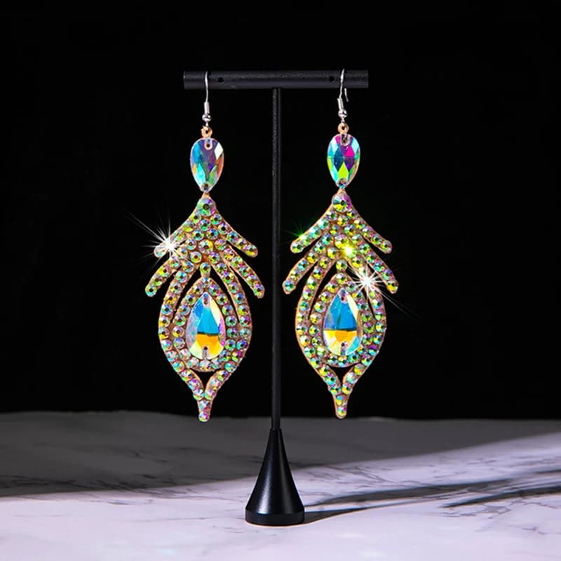 Modern Dancing Earrings Women's Customized Senior AB Stones Jewellery Accessory Oriental Belly Dance Performance Accessories