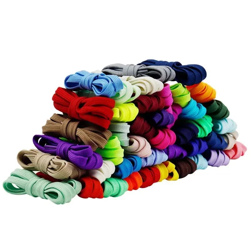 Coolstring Canvas Shoelace Hollow Double 0.7cm Flat Blue Purple Shoestring Solid Colour Plain Bootlaces for Sneaker Bracelet