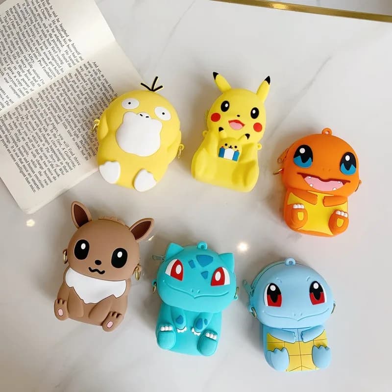 Pokemon Pikachu Lovely Fashion Bag Princess Small Storage Silicone Purse Messenger Cartoon Figures Model Toy Kids Birthday Gift