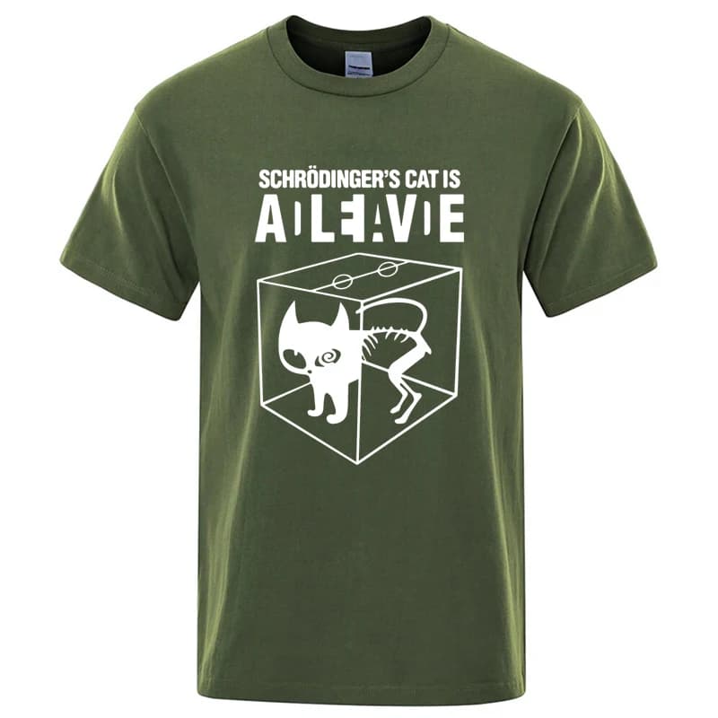 Men's T-shirt Top Quality Cotton Schrodinger's Cat Print Summer Short Sleeve Men T Shirt Casual The Big Bang Theory Mens Tshirt
