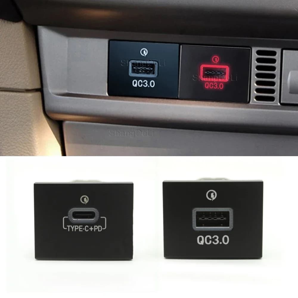 Quick Car Charger Socket 12V/24V USB Charging Outlet Power Adapter PD USB Interface for Ford Focus 2 mk2 2009 2010 2011