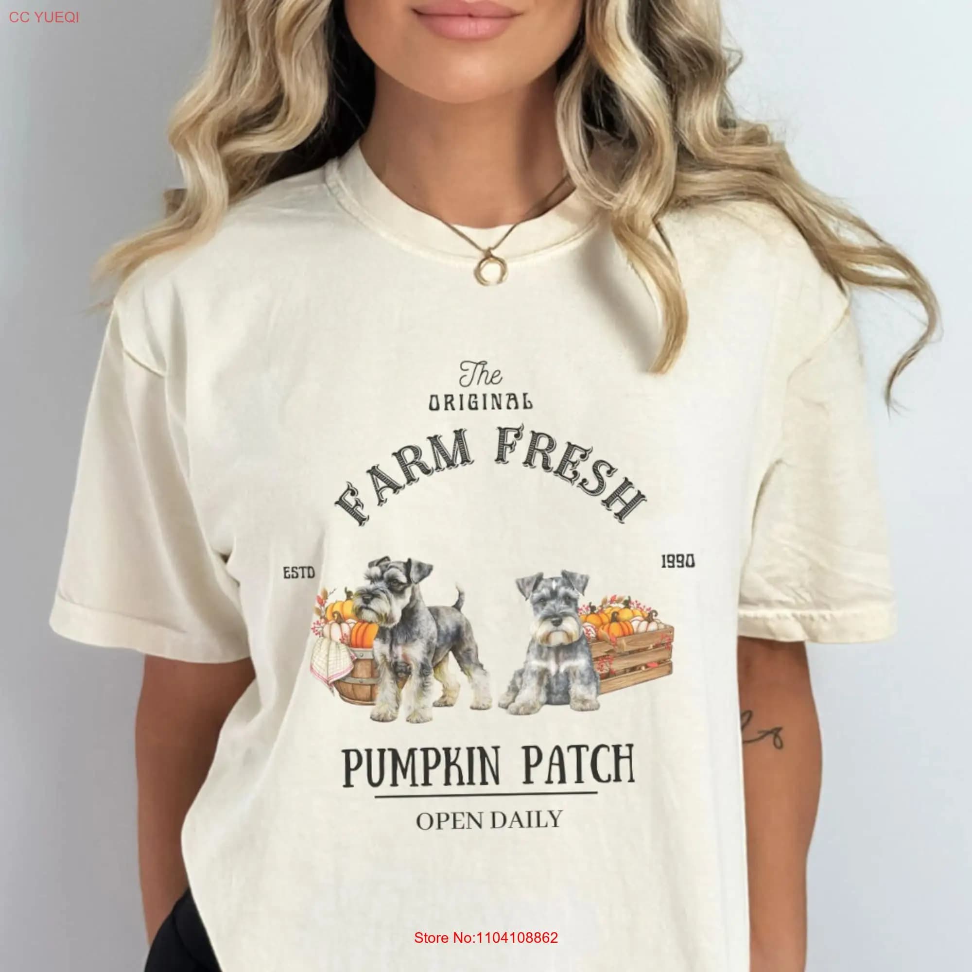 Pumpkin patch Schnauzer shirt T gifts dog mom Comfort color long or short sleeves