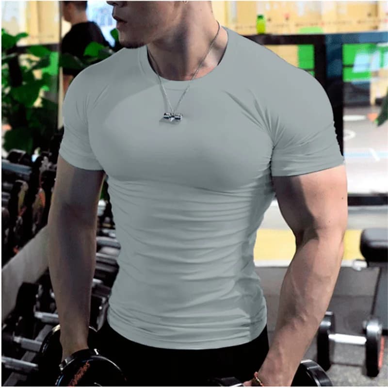 Men Casual Soild White t Shirts Summer Oversized Male t-Shirt Short Sleeve Compression Top Gym t-Shirts Man Clothes Streetwear