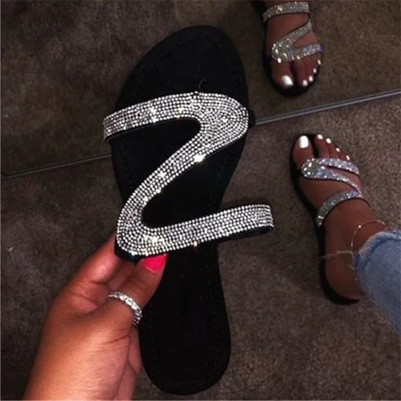Women Summer Flat Bling Slippers Female Flip Flops Sandals Outdoor Beach Women Sandals Glitter Shoes for Women 2024