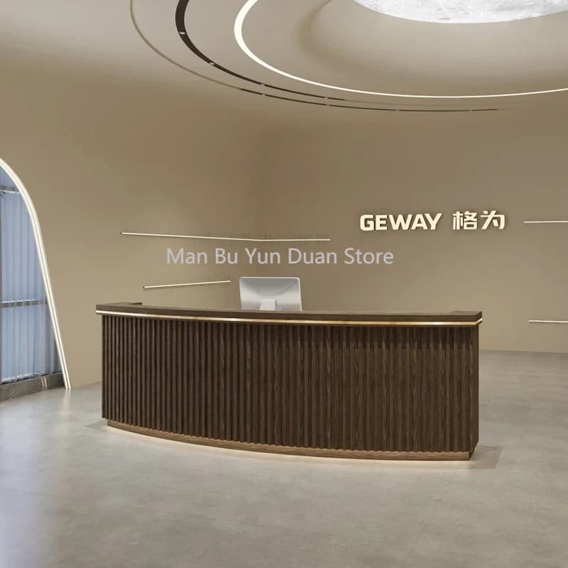 Barber Shop Salon Counter Bureau Reception Modern Desk Curved Home Bar Bank Aesthetic Furniture Restaurant Front Table Workshop