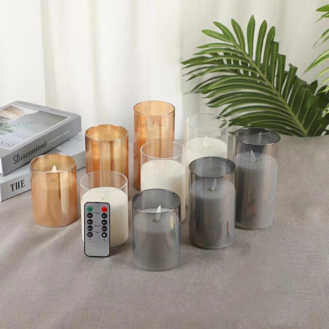 USB Rechargeable LED Flameless Pillar Candle Light Flickering Moving Wick Paraffin Wax Remote controlled&Timer Table Decoration