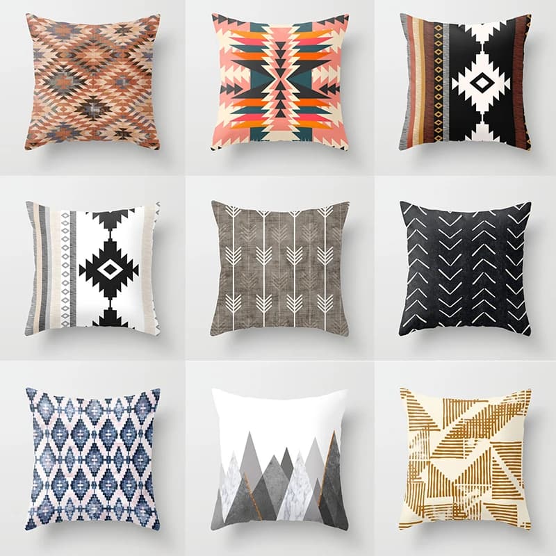 For Home Sofa Chair Decor Pillowcase Vintage Pattern Ethnic Herringbone Background Cushion Cover