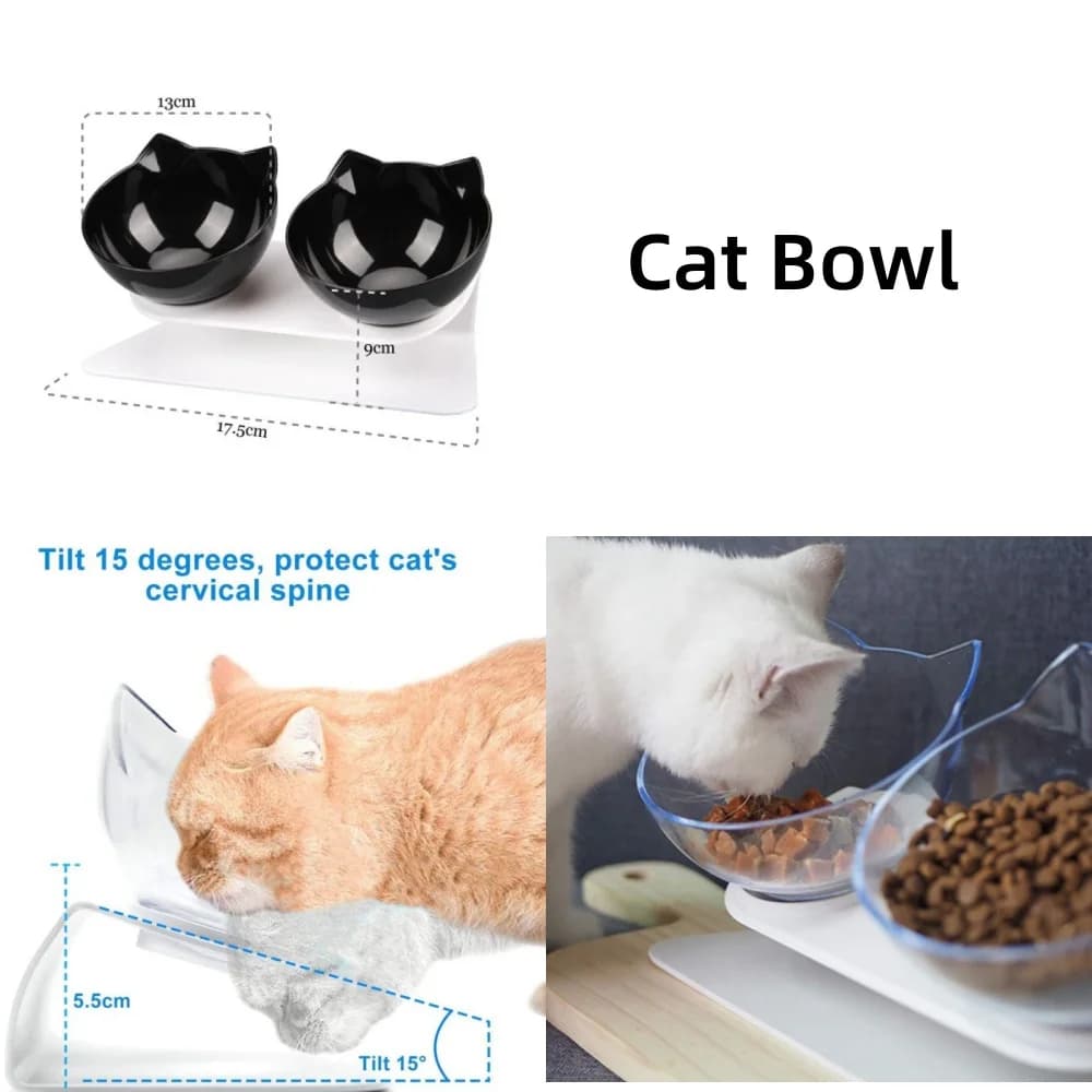 Non-Slip Double Cat Dog Bowl with Stand Pet Feeder Water Bowl for Cats Food Bowl for Dogs - Pet Feeding Supplies