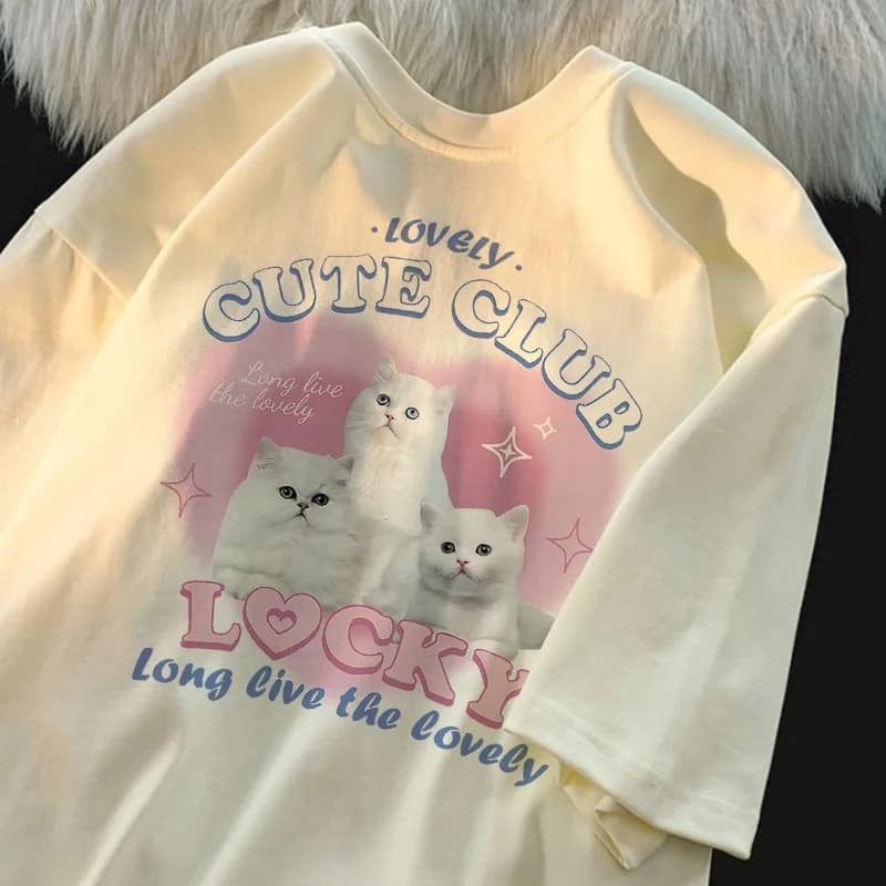 Summer Short Sleeve Women's Cute Sweet Casual T-shirt Japanese Casual Style Short Sleeve T-shirt Young Student Fashion T-shirt