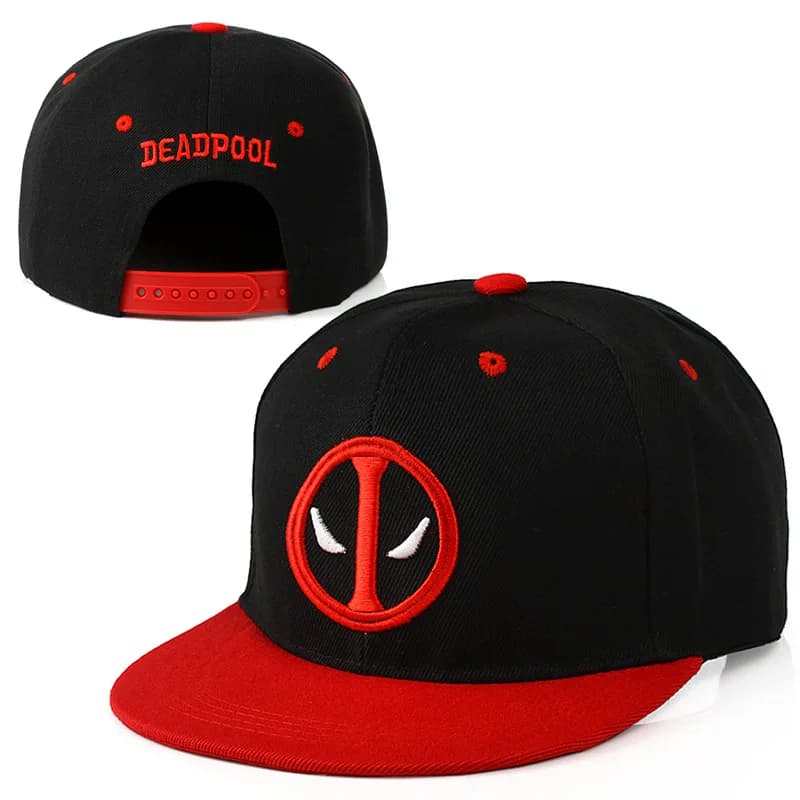 Anime Figure Deadpool Adult Fashion Embroidery Snapback Flat Brim Hat Unisex Hip Hop Red Black Cartoon Adjustable Baseball Cap