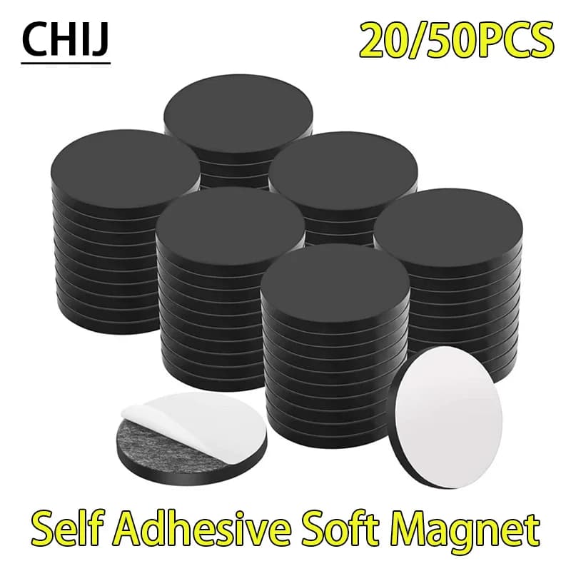 20/50PCS Magnetic Sheets Round Self Adhesive Magnet Office Refrigerator Flexible Magnetic Sticky Stickers For Home Hot Sale