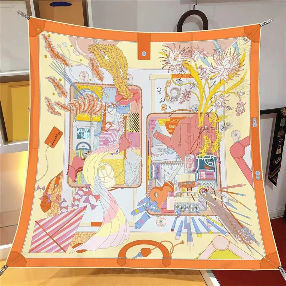 90CM Silk Scarf Women Fashion Print Square Scarves Head Echarpes Silk Foulards Wraps Beach Shawl Bandana Lady Hijabs