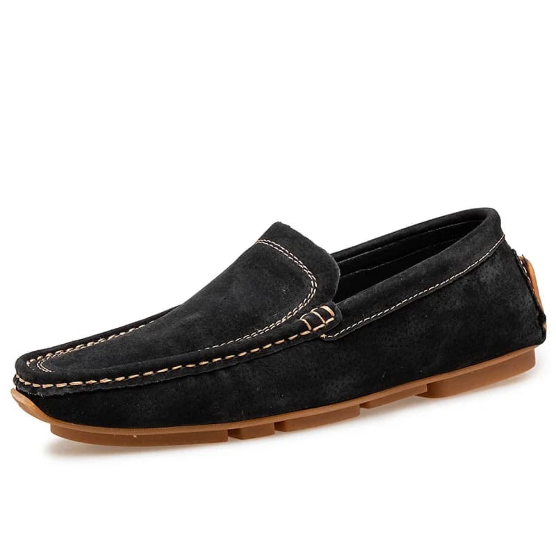 COZOK New Men Casual Shoes Fashion Men's Shoes Suede Leather Men's Loafers Moccasins Brand Slip On Male Flat Driving Shoes Black