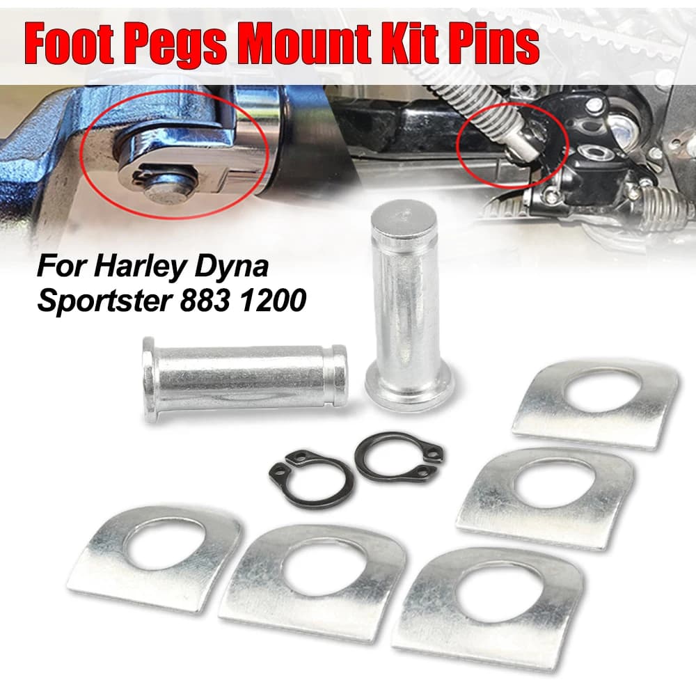 9Pcs Motorcycle Foot Pegs Mount Kit Pins Footrest Pedal Pads Bolts For Harley Touring Dyna Sportster 883 1200 Softail Flstc