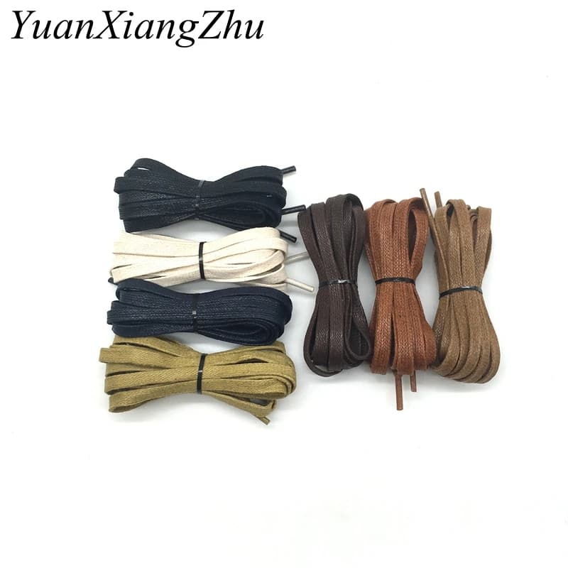 1Pair Brand Wax Waterproof Shoelace Cotton Cord Flat Shape Shoelaces High Top Casual Leather Boot Shoe Laces Fashion P-3