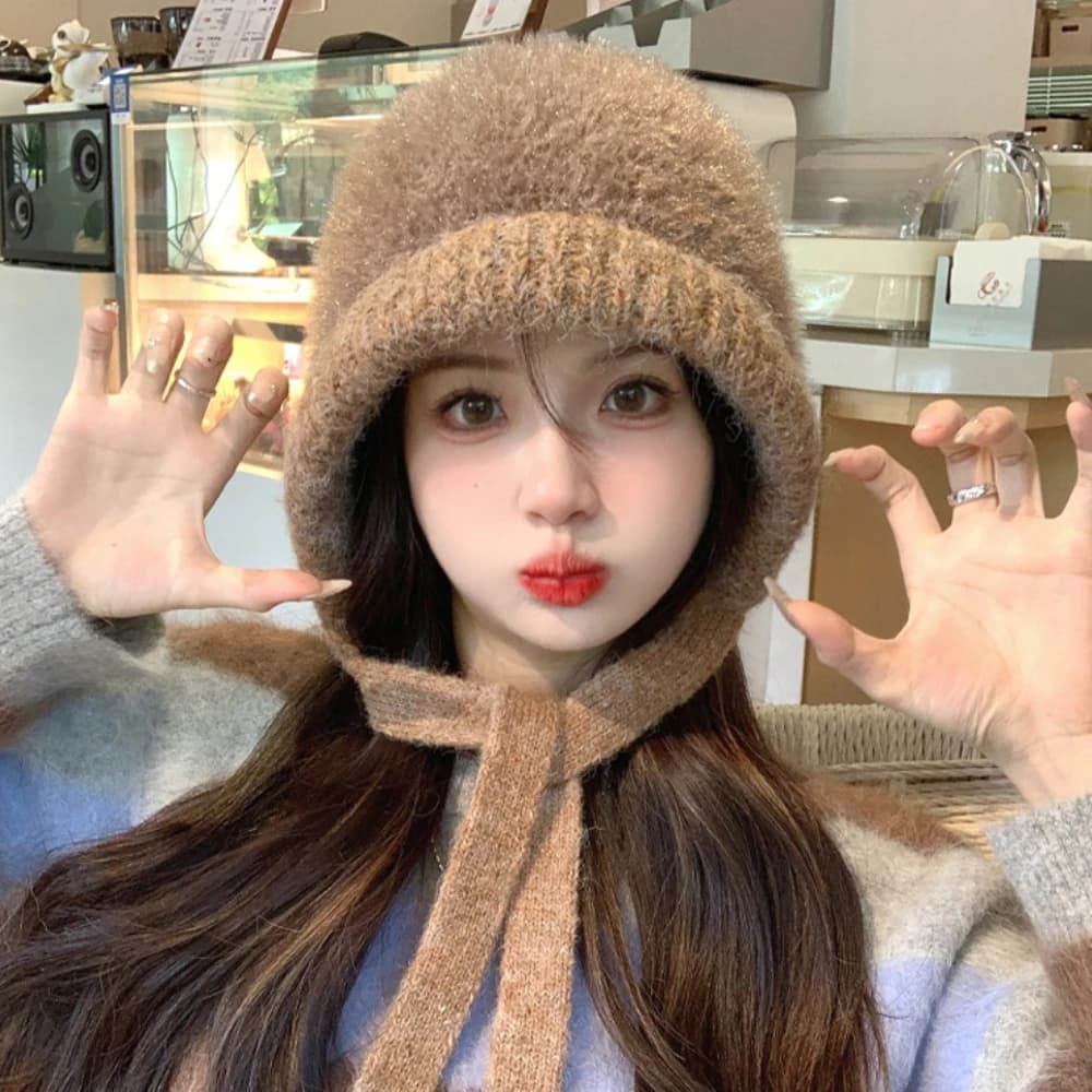 HT4463 Skullies Beanies Women Thick Warm Soft Fleece Knitted Hat Ladies Autumn Winter Hat Female Snow Ski Earflap Cap Beanie Hat