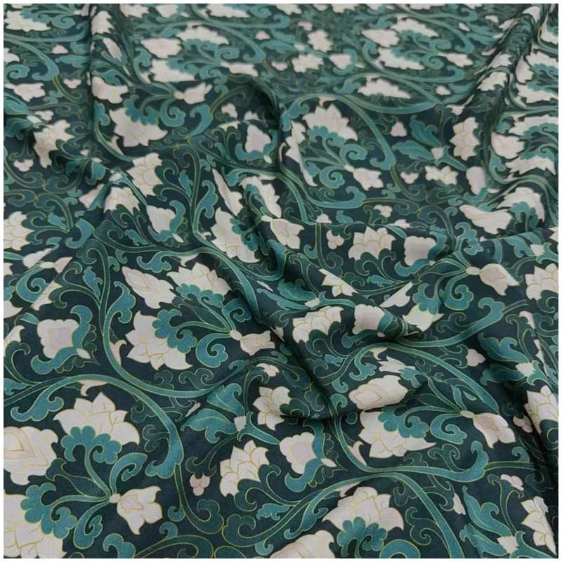 Summer Cool and Breathable New Pure Silk Crepe Fabric High End Clothing DIY Sewing Material Green Mulberry Silk Fabric By Meter