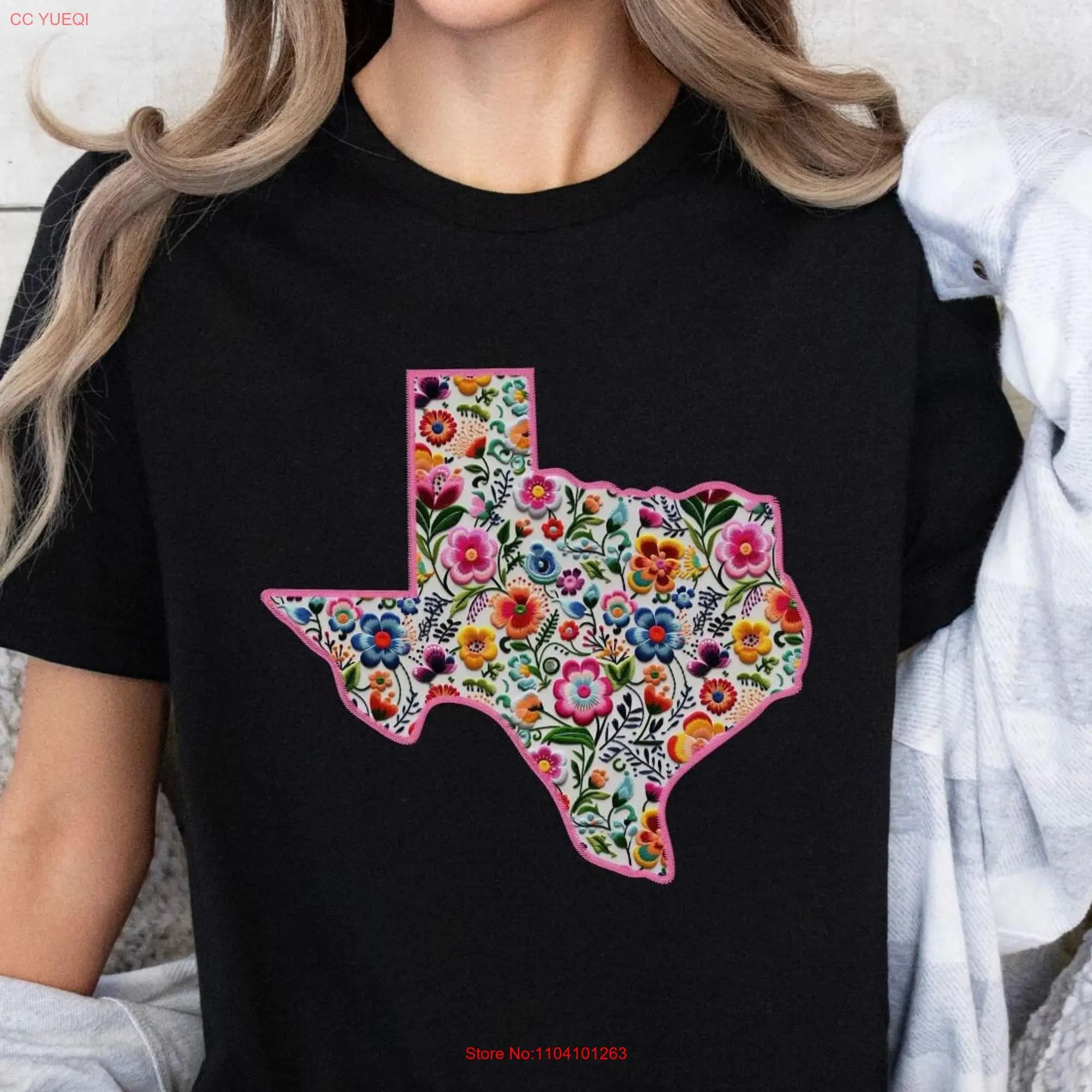 Texas State Floral Flowers T Shirt Texan Girl Babe West South long or short sleeves