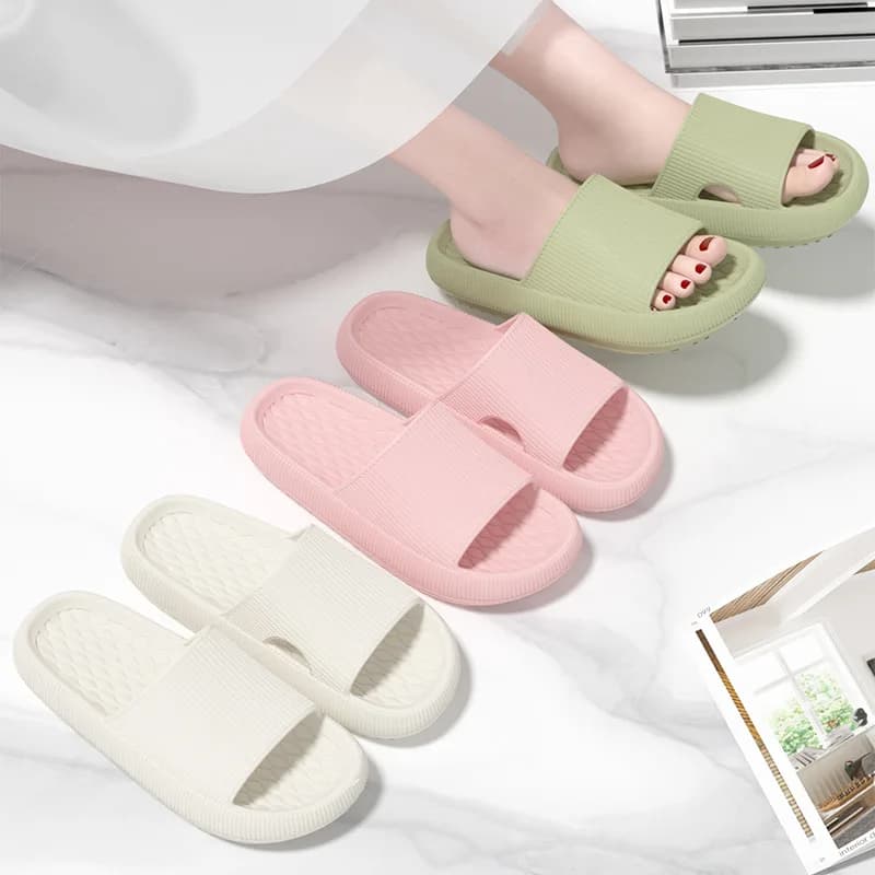 4cm Thick Platform Pillow Slippers Women 2024 Summer Eva Soft Sole Indoor Slides Woman Flat Non Slip Bathrooom Home Slippers
