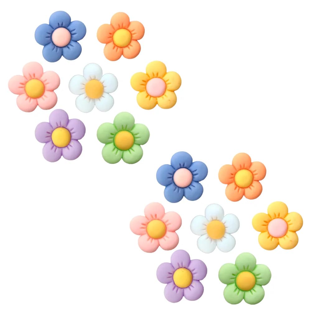 Single Sale 1-14Pcs Colorful Flowers PVC Shoe Accessories Sandals Buckle Decorations Fit Pins Kids Girls Gifts