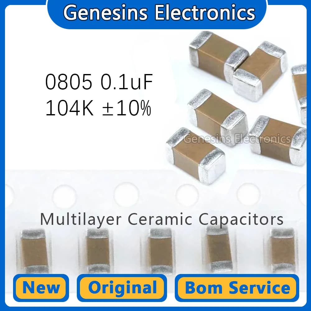 1 reel (4000 pcs) 0805 0.1uF 104K 50V SMD ceramic capacitors