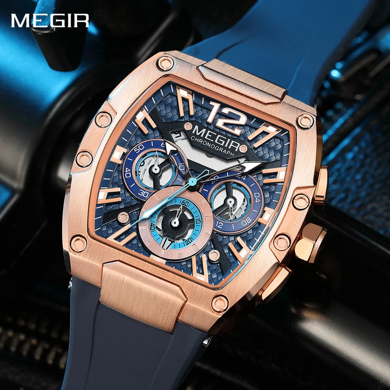 MEGIR Original Fashion Mens Watches Sport Military Chronograph Calendar Silicone Strap Quartz Wristwatch Relogio Masculino 8112