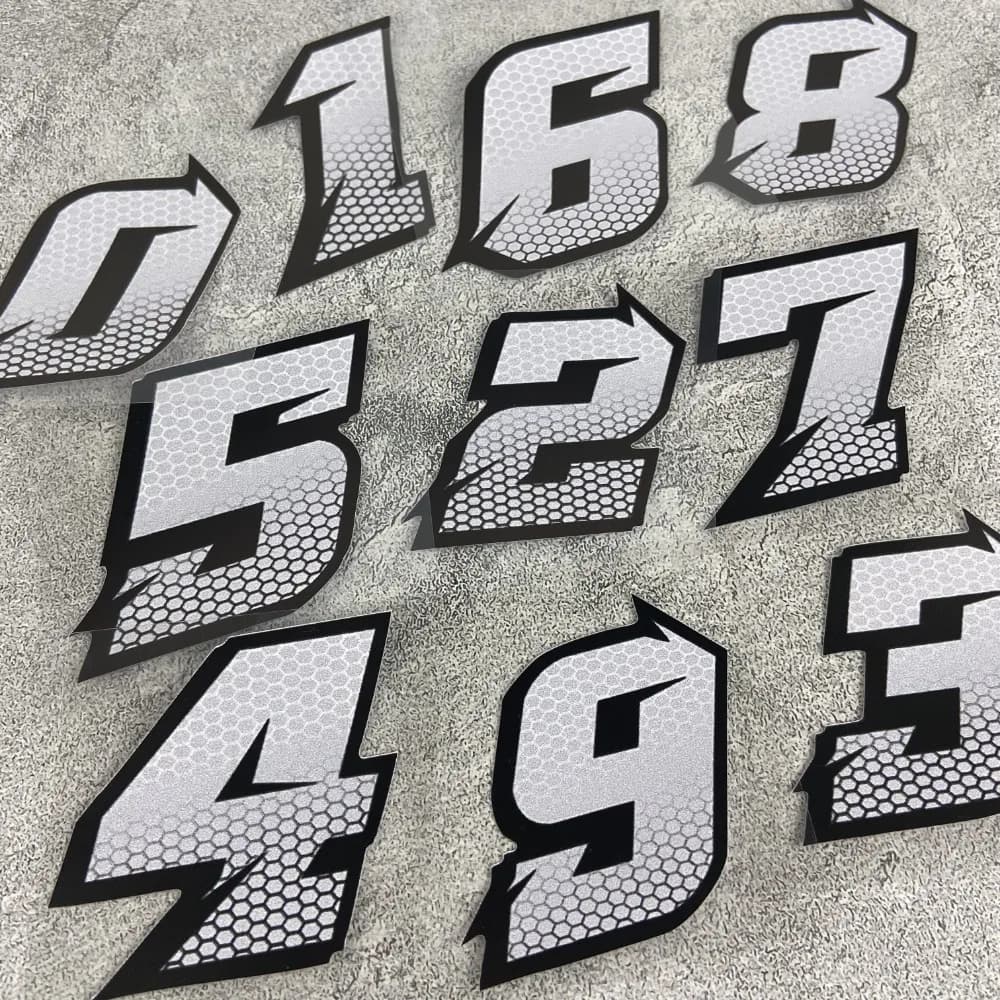 1PC 0123456789 Funny Honeycomb Style Number Motorcycle Stickers Motorbike Fuel Tank Side Panels Scooter Helmet DIY Vinyl Decals
