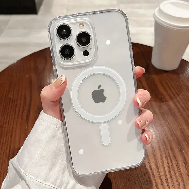 Magnetic Clear Phone Case Compatible with iPhone 16/15/14 Plus/13/12/11 Pro Max - Transparent Hard Back Cover, MagSafe Wireless Charging Support