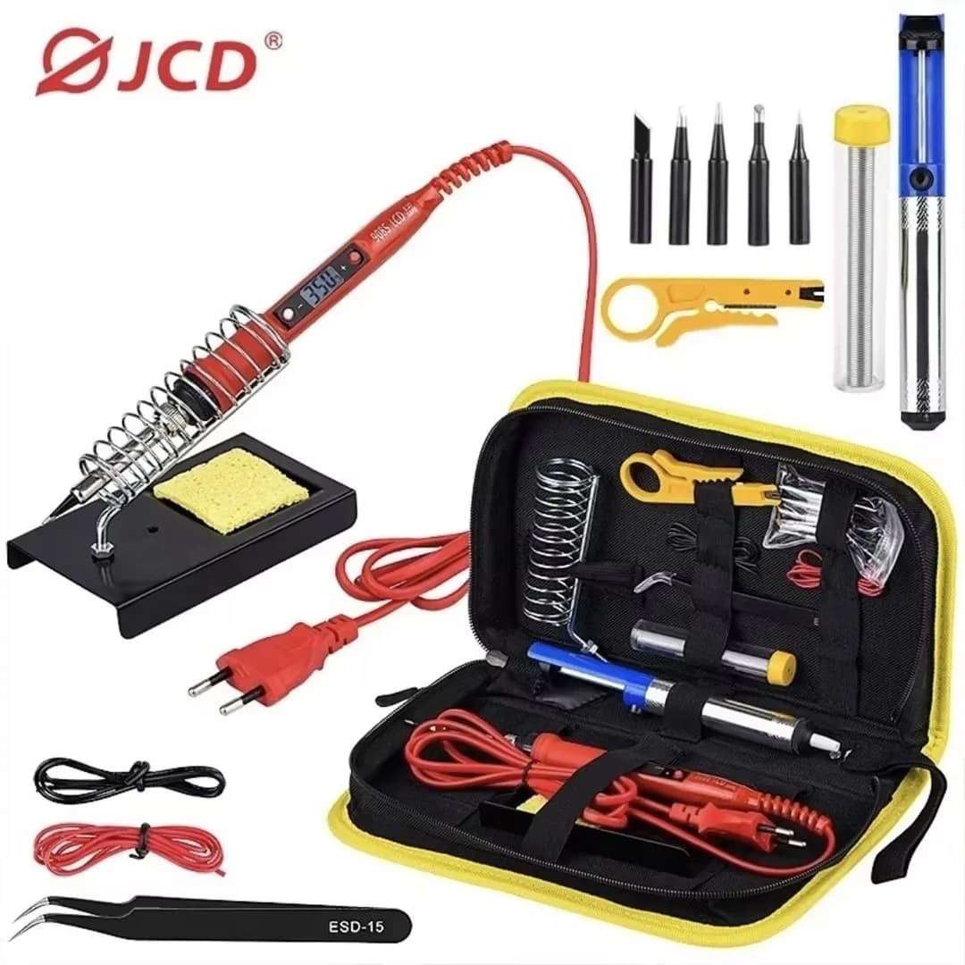 JCD 908S Digital Electric Soldering Iron Temperature Adjustable 220V/10V 80W LCD Display Ceramic Heater Welding Repair Tool Kit