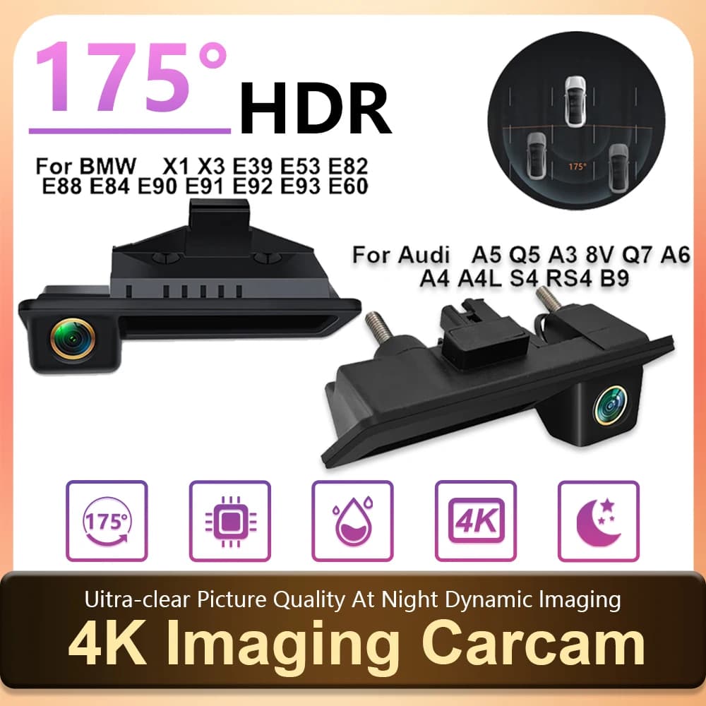 For Audi A5 Q5 A3 8V Q7 A4 A4L S4 For BMW X1 X3 E39 E53 E82 Rear View Camera AHD 175 Backup Reverse AHD 2K Fisheye Lens Camera