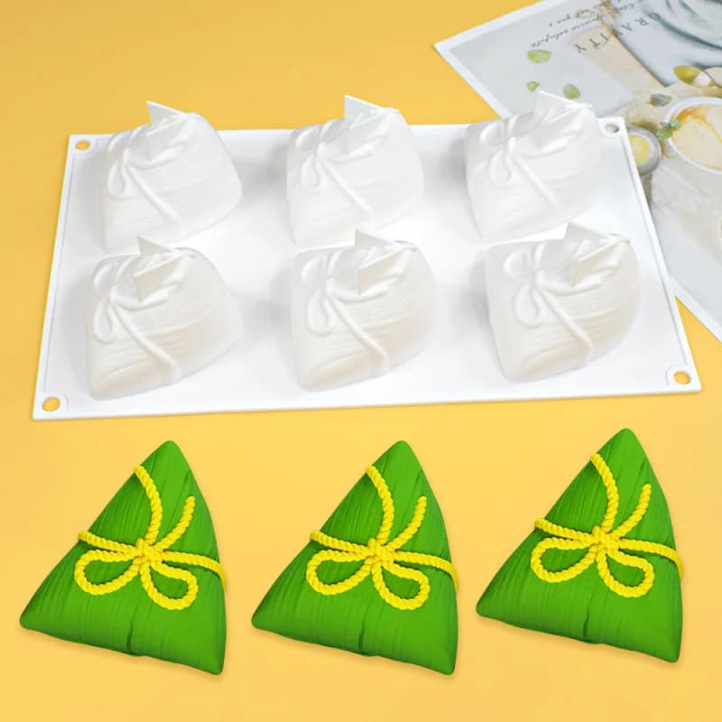 Dragon Boat Festival6Zongzi with Bowknot Mousse Cake Mold DIY Crystal Ice Cream Jelly Pudding Silicone Mold