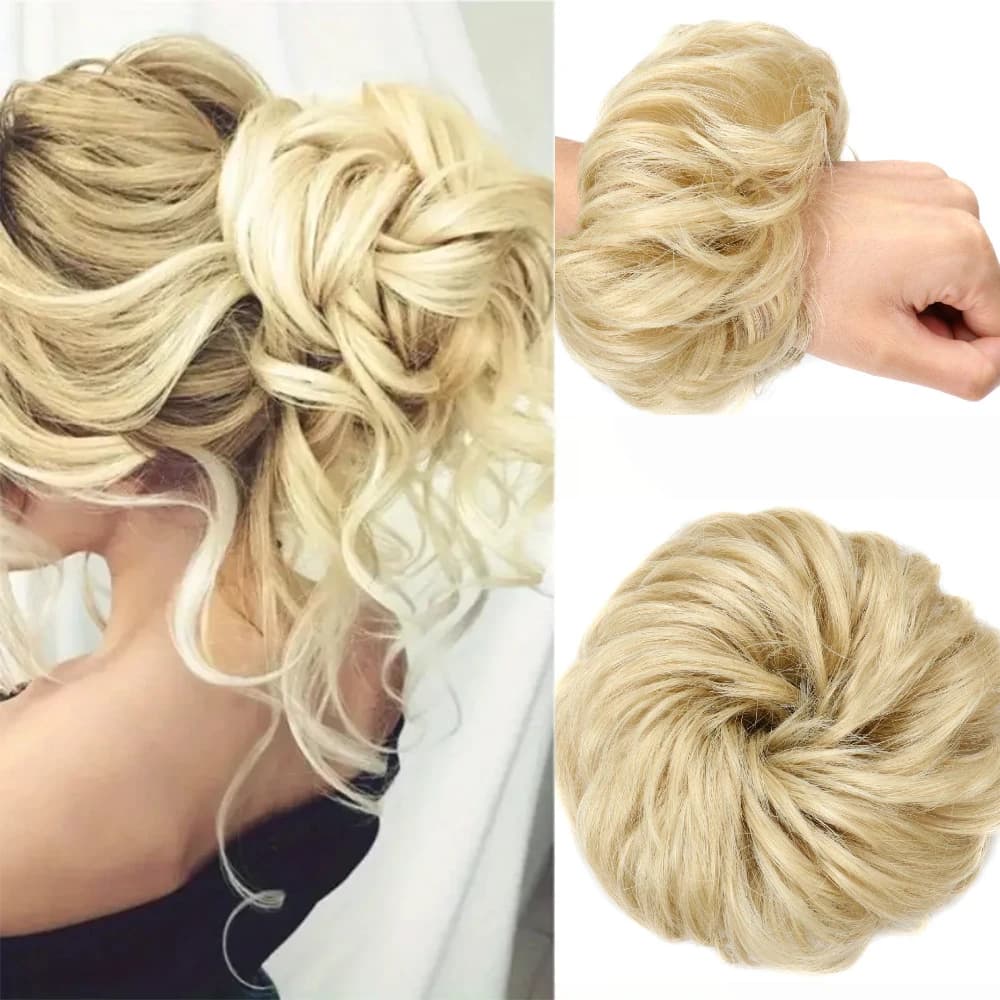 1PCS Fluffy Wavy Curly Messy Bun Chignon Donut Updo Hair Extensions synthetic fiber Wig Hair Pieces women daily wear use Chignon
