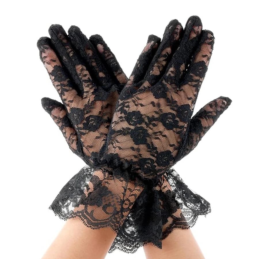 New Arrival Black White Red Short Lace Gloves Cheap Bride Gloves For Bride Finger Guantes 2025