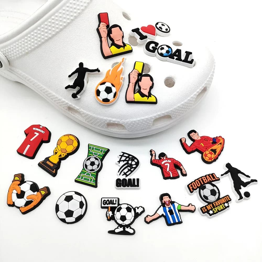 Hot 1pcs Soccer Football Shoe Charms for Crocs Accessories Shoe Pin Clog Sandals Decoration Kids Women Men Party Favor Gifts
