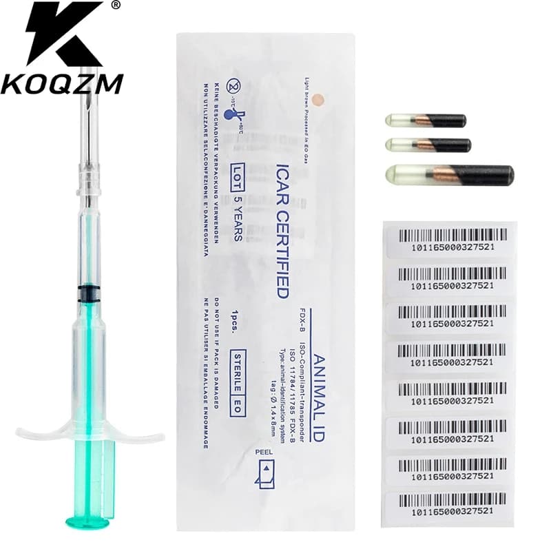 1.25*7mm/1.4*8mm/2.12*12mm Pet Animal Microchip Syringe Horse Dog Microchip Pet Chip Animal Chip Syringe For Dogs Cats Fish
