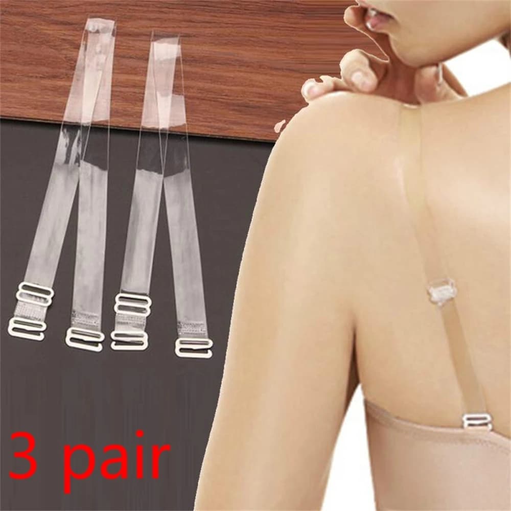 3 Pairs Clear Bra Straps Invisible Non-Slip Adjustable Bra Straps for Strapless Bras