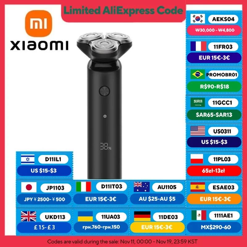 XIAOMI MIJIA S500 Electric Shaver Dry Wet Shaving Triple Blade Trimmer Beard Floating Head Men's Shaver Electric Razors Machine