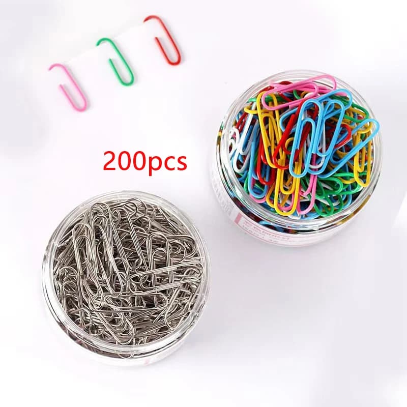 200pcs 28mm Colored Metal Paper Clip Creative Bookmark Office Stationery Cartoon Anti Rust Pin Return Type Needle