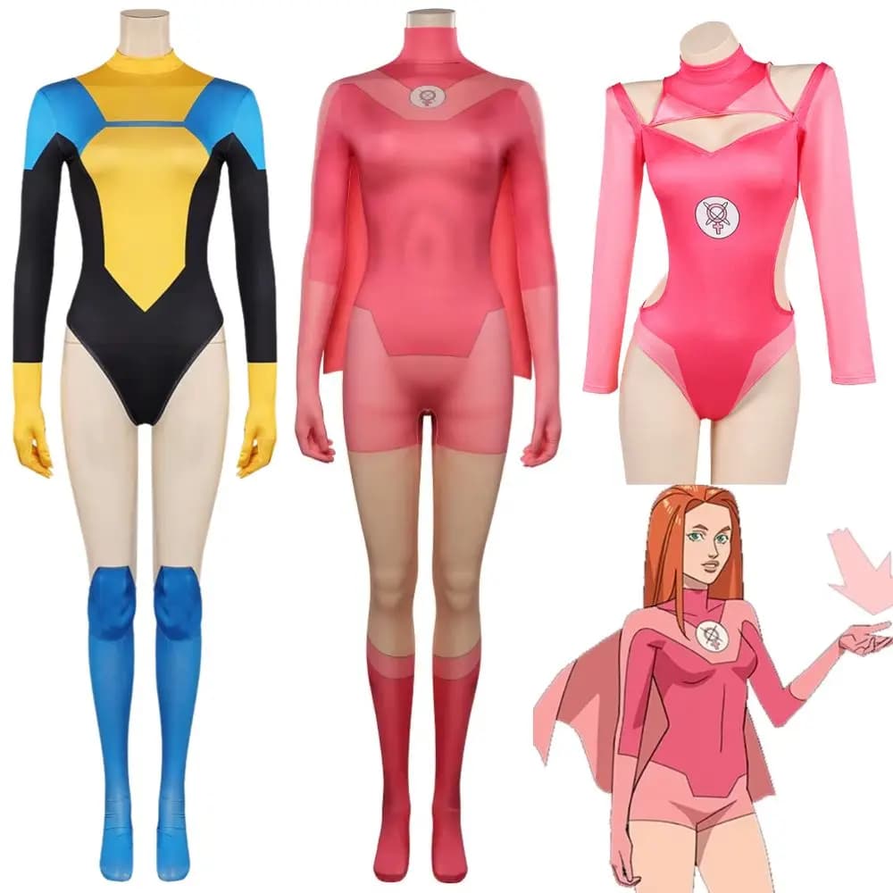 Invincible Atom Eve Cosplay Fantasia Costume Disguise Adult Women Jumpsuit Bodysuit Cloak Outfits Female Halloween Carnival Suit