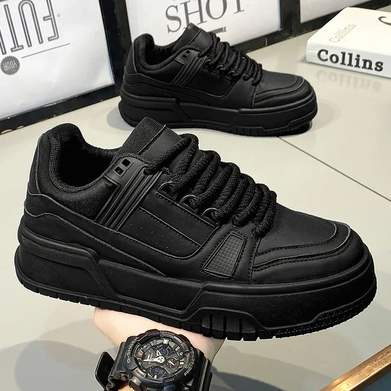 Fashion Versatile White Men Sport Shoes Platform Thick Sole Casual Sneakers Breathable Lightweight Running Shoes Tennis Shoes