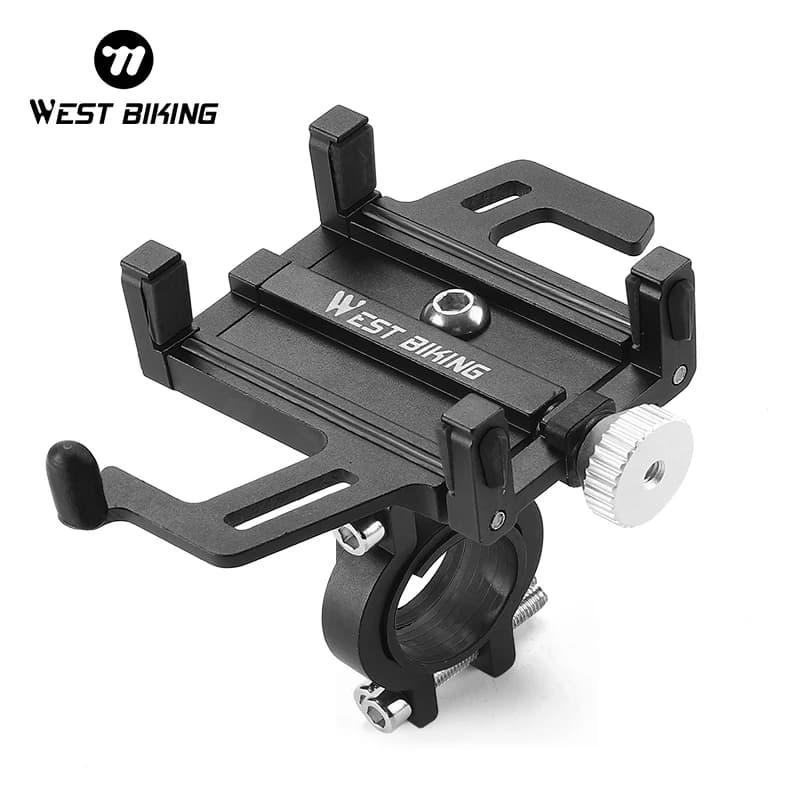 WEST BIKING Bicycle Mobile Phone Holder 360° Rotatable Aluminum Alloy Phone Holder Five Claws Adjustable MTB Road Bike Bracket